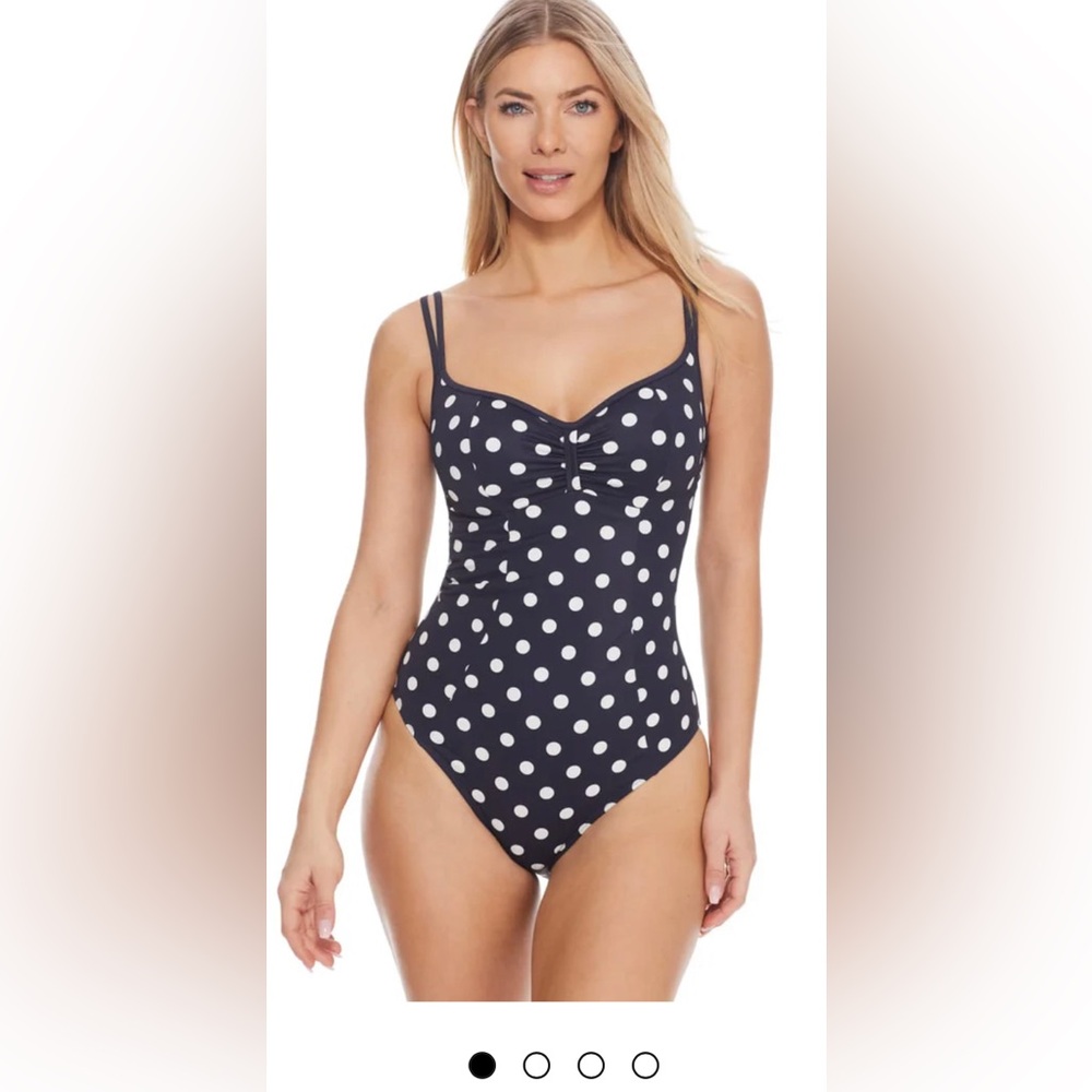 Underwire Polka Dot One Piece Swimsuit, 34DD NWT